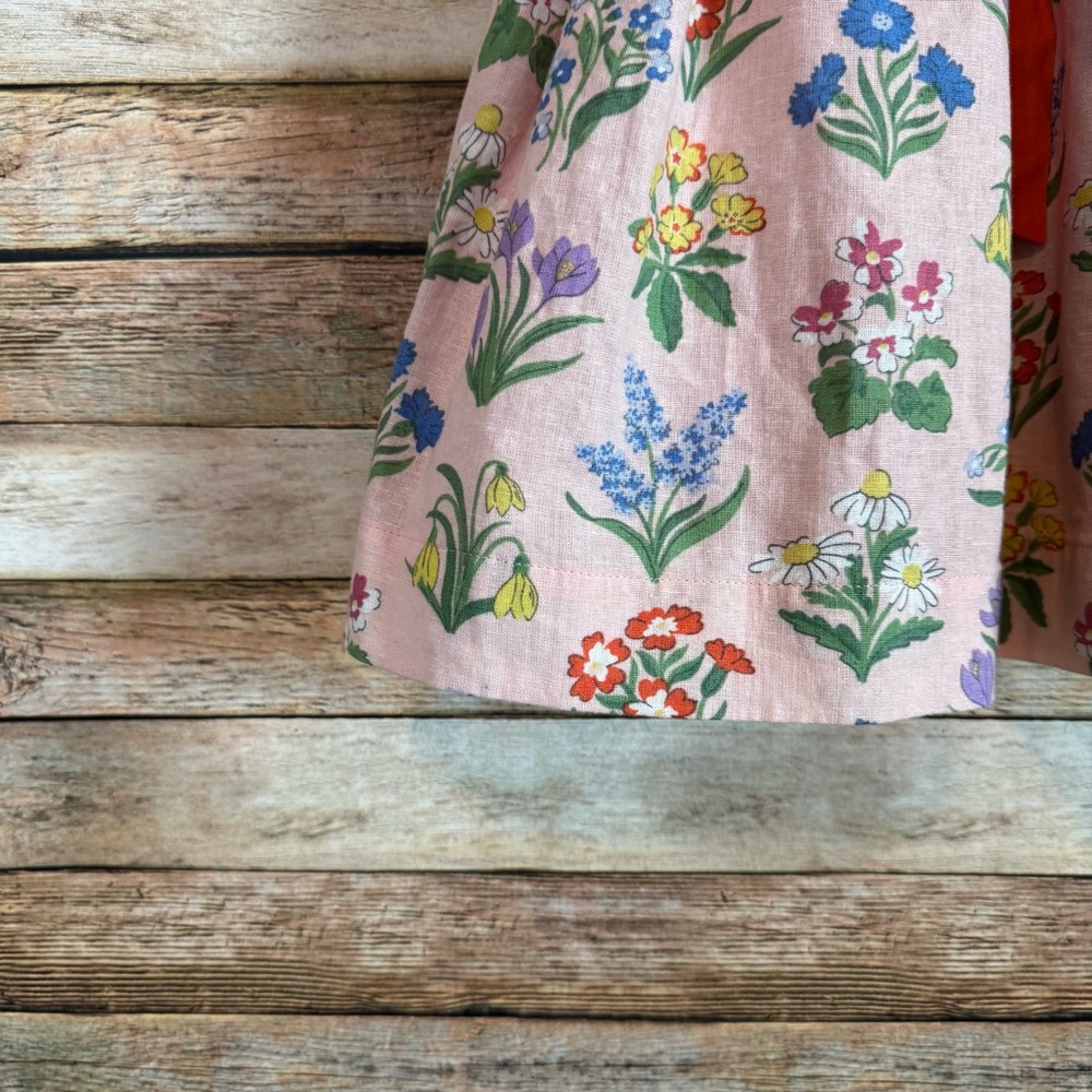 Mini Boden Pink Floral Cotton Linen Vintage Dress in Dusty Pink Flowers Size 5/6 - Picture 2 of 7